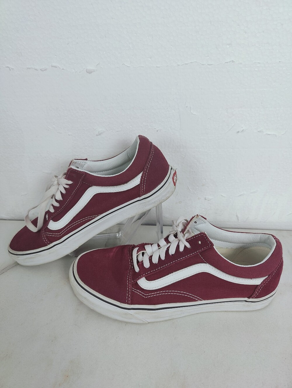 Vans Old Skool Burgundy Suede Low Sneakers Skate Shoes, 7(M) 8.5(W)